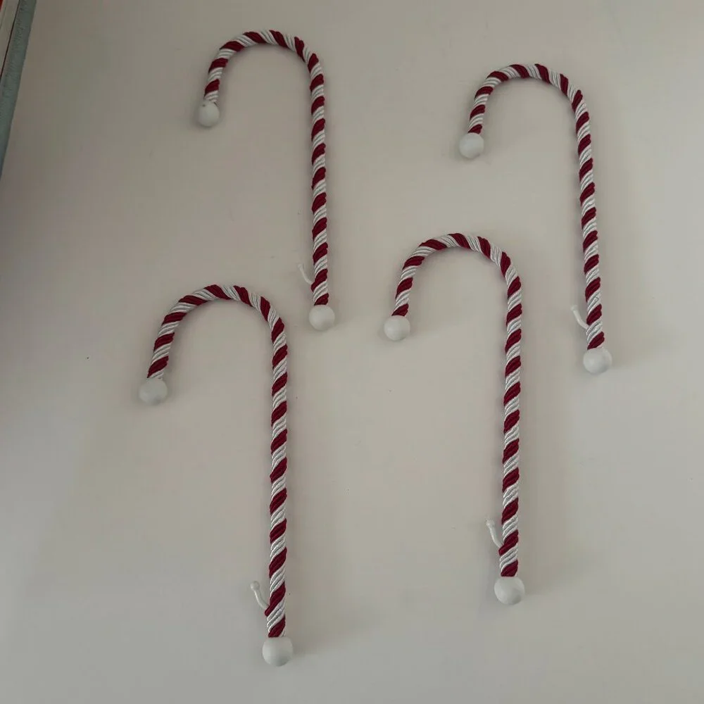 Four Fireplace Mantle Candy Cane Stocking Holders 9 inches